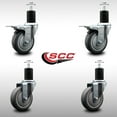 thumbnail image 2 of 4 Inch SS Thermo Rubber Swivel 1-3/4 Inch Expanding Stem Caster Set 2 Brake, 2 of 2