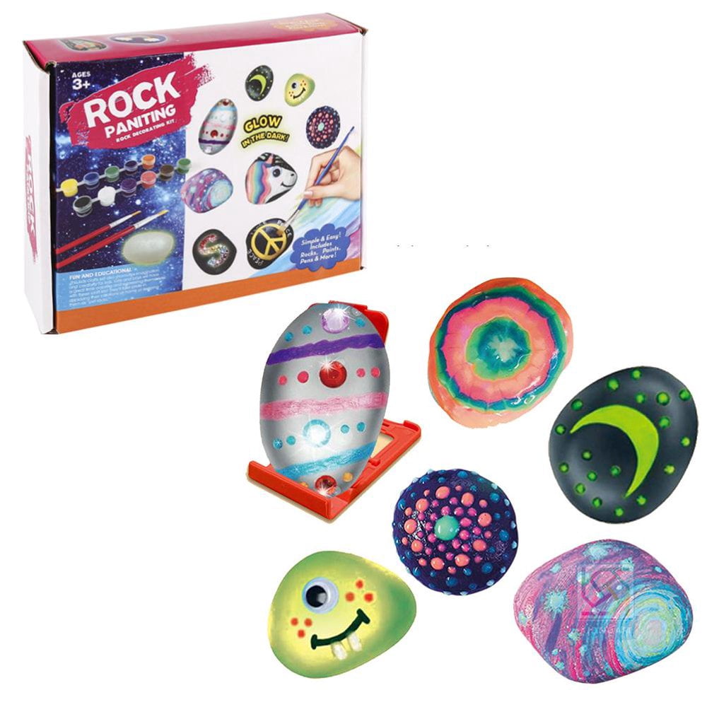 Dan&Darci Rochers verseurs de peinture pour enfants – Kit de peinture sur roche – Arts et artisanat pour enfants âgés de 8 à 12 ans – Artisanat pour filles de 6, 7