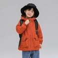 thumbnail image 2 of Girls Boys Hooded Jacket Lightweight Raincoat Windbreaker Outwear Rain Jackets for Kids Boys Orange 7-8 Years, 2 of 7
