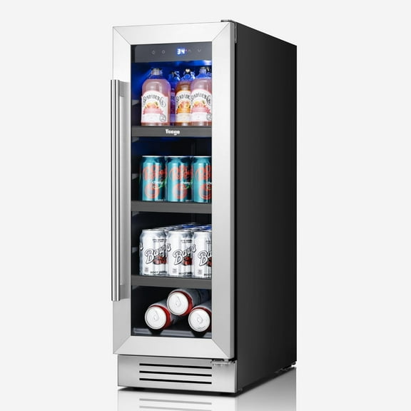 Yeego 60 Can Beverage Refrigerator, 12 Inch Beverage Cooler with Glass Door, Mini-Fridge for Home,Office
