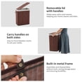 thumbnail image 4 of Garvee Folding Bamboo Laundry Hamper with Lid, 27.5 Gallon Large Capacity Wooden Basket with Washable Liner Bag, Slim Space-Saving Clothes Organizer for Small Bedroom, Apartment, Dorm, Brown, 4 of 8