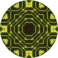 thumbnail image 1 of Ahgly Company Machine Washable Indoor Round Transitional Dark Yellow Green Area Rugs, 6' Round, 1 of 1
