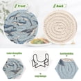 thumbnail image 4 of Blue with Whales 6 Pcs Drink Coasters with Holder Absorbent Coasters Woven Coasters for Drinks Table Desk Protection Home Decor, 4 of 7