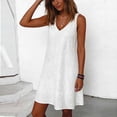 thumbnail image 4 of Dvprdro V Neck Sleeveless Hollow Out Cutout Detail Loose A Line Mini Dress for Women Summer Beach Resort Casual Solid, 4 of 6