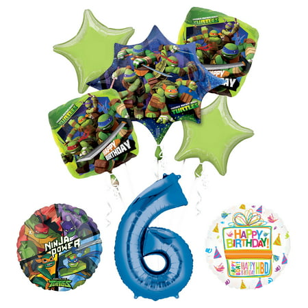 Teenage Mutant Ninja Turtles 6th Birthday Party Supplies and TMNT Balloon Bouquet Decorations