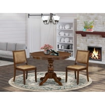 East West Furniture Hartland 3 Piece A Modern Dining Table Set in Walnut Finish