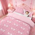 thumbnail image 3 of meiyoeat Pink Bowknot Bedding For Girls,Cute Loves Pattern Duvet Cover Full For Women,Pink Reversible,3pcs(No Comforter), 3 of 6