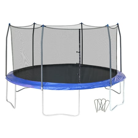 Skywalker Trampolines 16ft Round Trampoline with Enclosure and Wind Stakes – Blue (Box 1 of 2) [895859401]