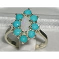 thumbnail image 3 of LBG British Made 18k White Gold Natural Opal & Turquoise Womens Statement Ring - 33 size options - Size 9, 3 of 6