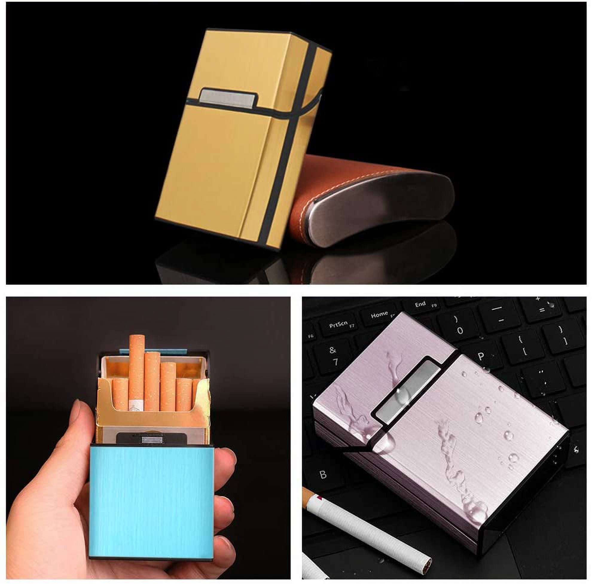 tobacco box case holder STONCEL 3 Pcs Metal Cigarette Box Case Holder (20 Capacities), Cigarette  Cigar Protective Cover Box, Brushed Aluminum Cigarette Case, Hard Box with  Solid Magnetic Flip Top Closure (3 Colors, for Men）