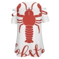 thumbnail image 5 of Hand Drawn Lobster Logo Womens Summer V Neck Zipper Top Short Sleeve T Shirt Off Shoulder Top Casual Classy Loose Shirts, 5 of 7