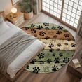 thumbnail image 3 of Grey Green Dog Paws 3.3ft Round Rug, Farmhouse Vintage Modern Brown Wood Non-Skid Rubber Backing Large Area Rugs - Living Room Bedroom Home Office, Indoor Floor Mat Carpets Washable Rug, 3 of 9