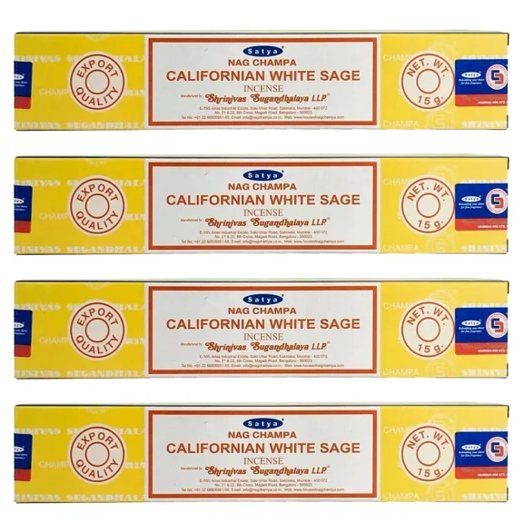Californian White Sage Nag Champa Incense Sticks By Satya 15G [4 Pack]