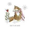 thumbnail image 2 of Finn, Livi 26x26 White Modern Wood Framed Museum Art Print Titled - Simple Winter Pleasures Fox, 2 of 4
