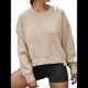 thumbnail image 1 of Sudadera Corta para Mujer, Cuello Redondo, Larga, Talla Grande, Otoño-Invierno 2025, Estilo Jersey Holgado. Albaricoque XL, 1 of 10