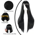 thumbnail image 3 of Peluca ANOGOL para cosplay, larga, recta, negra, 80 cm, con flequillo, 3 of 7