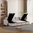 thumbnail image 2 of 113" U-Shape Pull Out Oversize Couch Bed with Double Storage Spaces, 6 Seaters Sectional Sleeper Couch for Livingroom Apartment, Beige, 2 of 9
