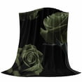 thumbnail image 6 of Sage Green Rose Blanket Soft Cozy Warm Throw Blanket for Couch, Plush Fuzzy Flannel Fleece Blankets for Sofa, Vintage Abstract Garden Flower Floral Black Bed Blankets Gifts for Men, 50"x60", 6 of 9