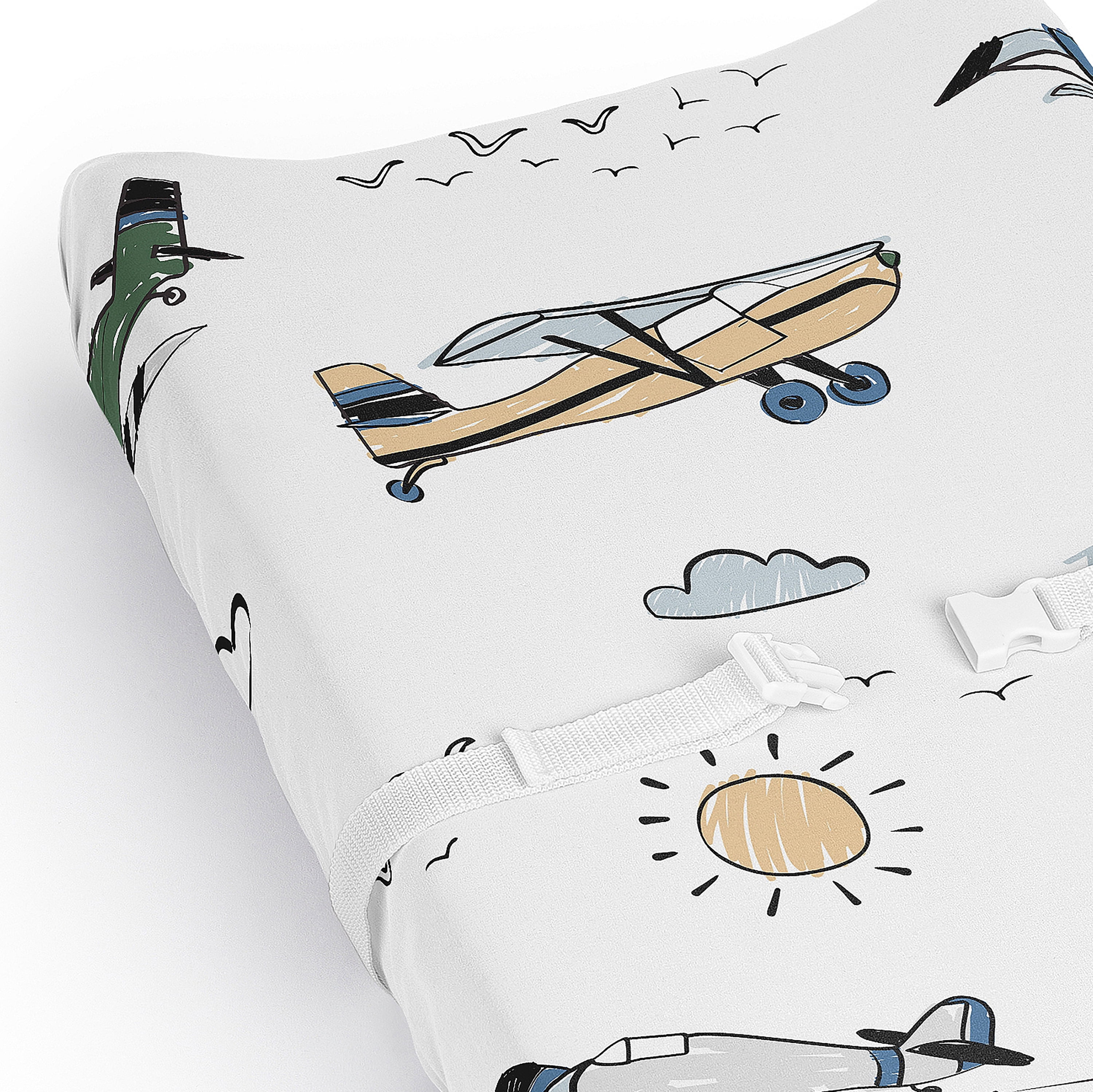 Sweet Jojo Designs Airplane Green and Blue Boy Changing Pad Cover Sheet