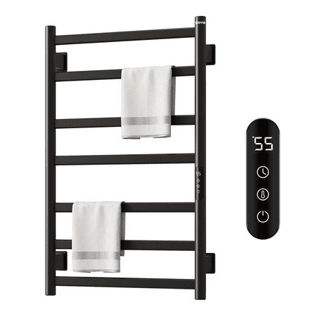 SIOYIE Towel Warmer Bathroom Wall Mounted 7 Bars Electric Towel Drying, 150W 800 × 500 MM Heated Towel Rack with Intelligent Touch Screen Timer And Temperature Control