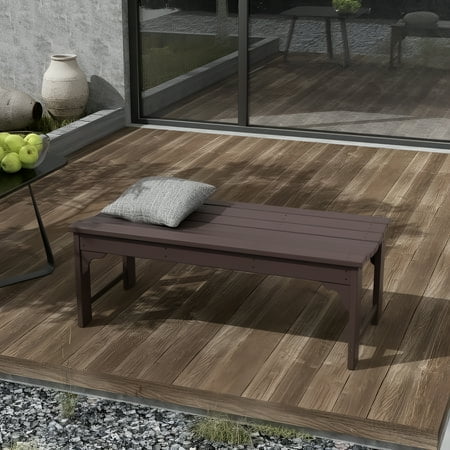 WestinTrends Malibu Outdoor Bench  All Weather Resistant Poly Lumber Backless Patio Garden Bench  Adirondack Curved Bench Seat for Comfort  Dark Brown