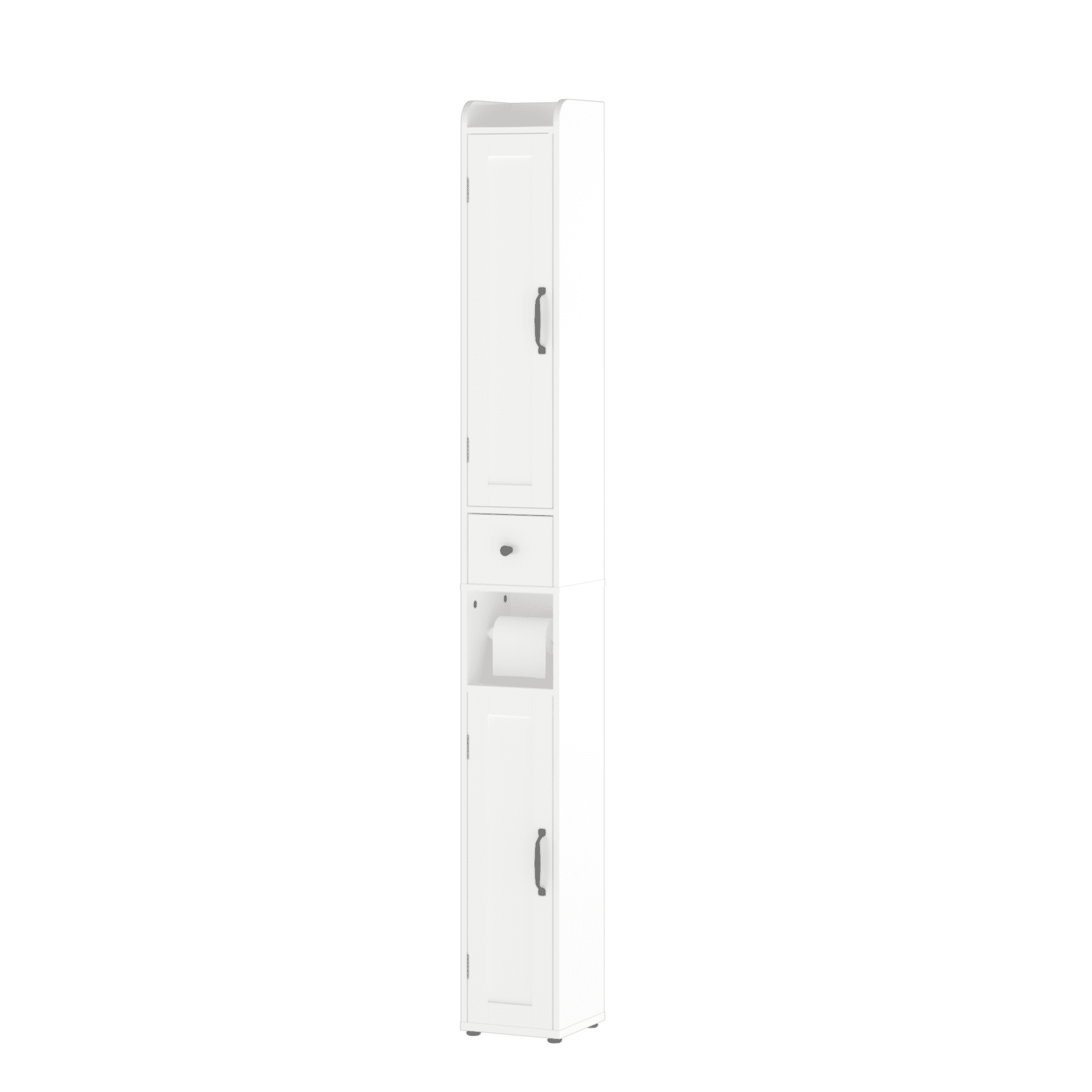 Aukfa 67.5" Wood Storage Cabinet, Slim Freestanding Cabinetfor Small Spaces, Bathroom,Kitchen, White