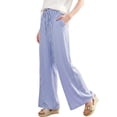 thumbnail image 5 of UAMVSH Women's Striped Casual Pants Comfy Elastic Waist Wide Leg Pants Fashion Loose Drawstring Lounge Trousers with Pockets, 5 of 6