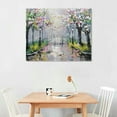 thumbnail image 2 of Nawypu  Framed Pink Wall Art, Sakura street wall art Canvas poster,Flowers Sakura Blossoming abstract poster wall art painting for Living Room Decor, 2 of 6