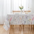 thumbnail image 2 of Summer Floral Tablecloth 60" X 84" Oblong/Rectangle Tablecloth - Wild Flower Butterfly Polyester Table Cover Reusable Water Resistant for Picnic Party Dinner Holiday Table Décor, 2 of 6