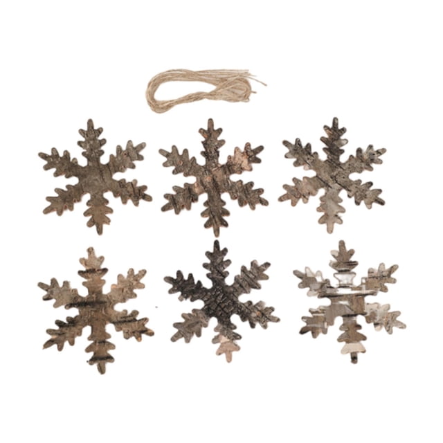 6 adornos de madera para colgar en la pared, para Navidad, colección decorativa, regalo Copo de nieve