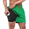 thumbnail image 1 of BRISIRA Bañador para hombre, pantalones cortos de natación de secado rápido, entrepierna de 5.0 in, pantalones cortos de playa con forro de compresión y bolsillo con cremallera, color verde, 1 of 5