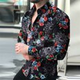 thumbnail image 3 of Camisa hawaiana de manga larga para hombre, camisa social de playa 2024, forro de alta gama para hombre, camisa estampada en 3D, clase de oposición en blanco y negro, 3 of 5