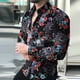 thumbnail image 3 of Camisa hawaiana de manga larga para hombre, camisa social de playa 2024, forro de alta gama para hombre, camisa estampada en 3D, clase de oposición en blanco y negro, 3 of 5