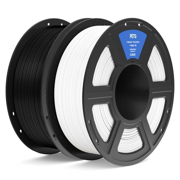 Filamento para impresora 3D ELEGOO PETG, 1,75 mm, blanco y negro, 2 kg