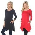 thumbnail image 1 of White Mark Haut Tunique pour Femmes, Lot de 2, Makayla Noir à Manches 3/4, 1 of 2