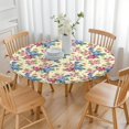 thumbnail image 3 of Pioneer Flower Floral Print Pattern Round Fitted Tablecloth with Elastic Edge,Dining Table Cover Waterproof,Outdoor Round Tablecloth for Camping,Dining,Indoor and Outdoor, 3 of 7