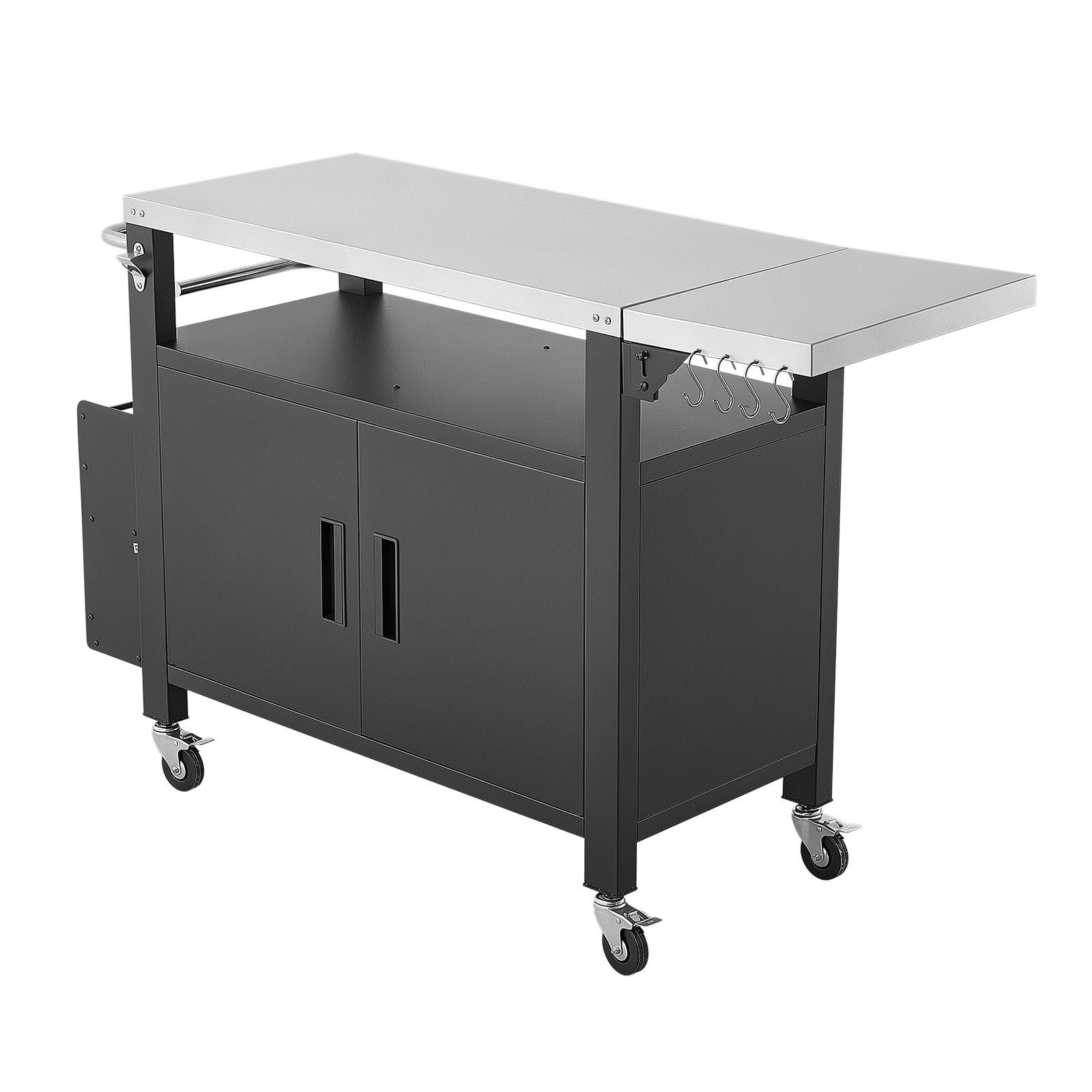 55 Inch Outdoor Grill Cart with Storage Cabinet and Wheels Waterproof Kitchen Island for BBQ Patio and Backyard Cooking