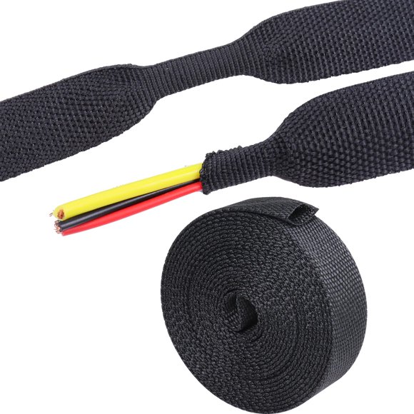 Sunnarepoon Protector De Cable De Manga Trenzada Termorretráctil Para Automóvil Con Relación 2:1, Tela Resistente Al Desgaste, Tejido Plano, Tubos Retráctiles, Protección De Mangueras (3/8 ""-15 Pies)