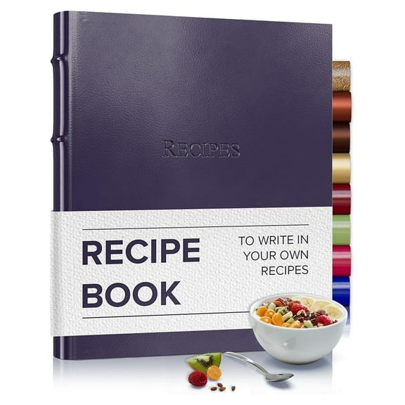 Recipe book to write in your own recipes - 3 Ring Recipe Binder With Plastic Sleeves, Blank, 25 Pocket Pages and Cards, Fillable - Camden - 9.25 x 8 "