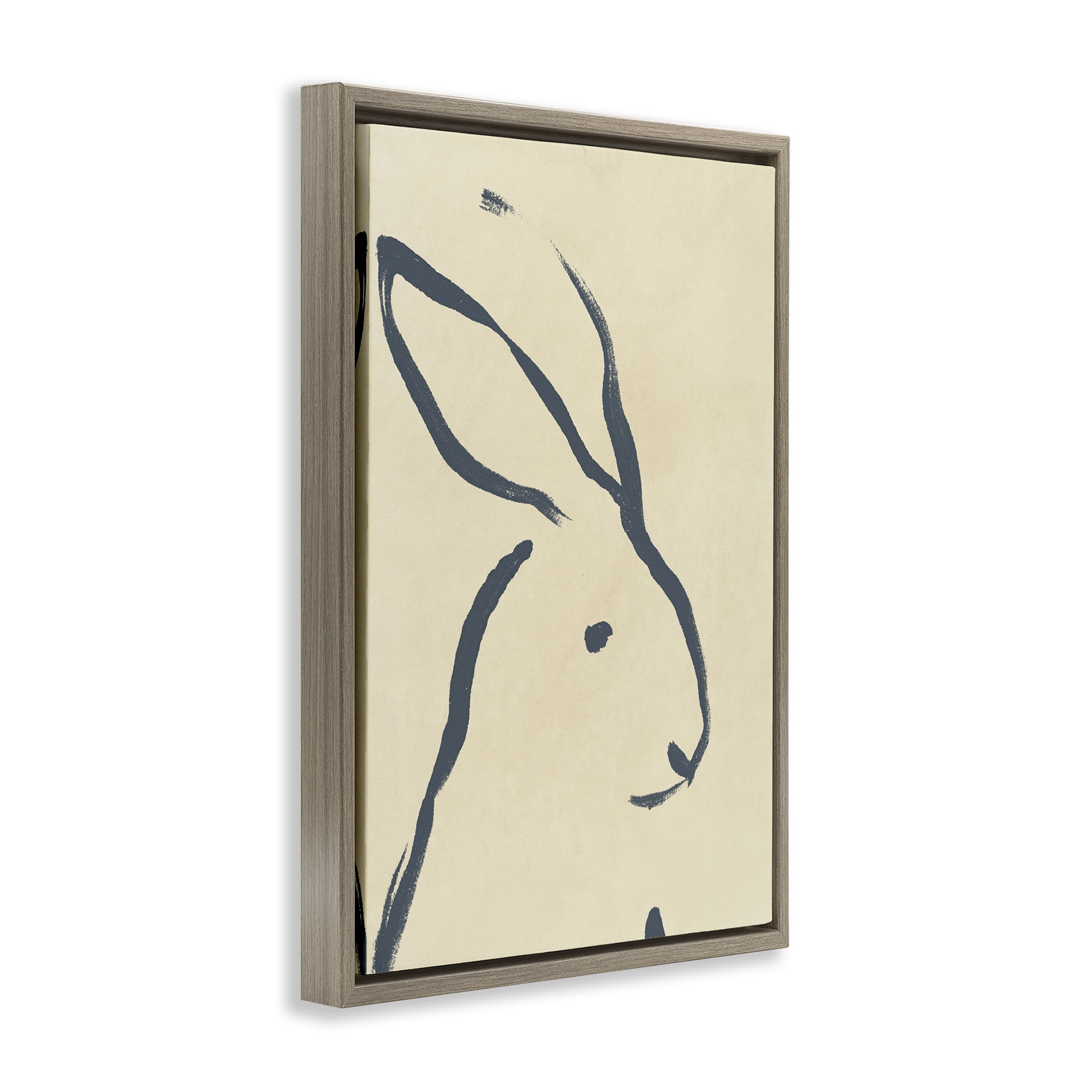 Stupell Industries Minimal Rabbit Doodle Animals & Insects Drawing Brown Floater Framed Canvas Art Print Wall Art, 21 x 31