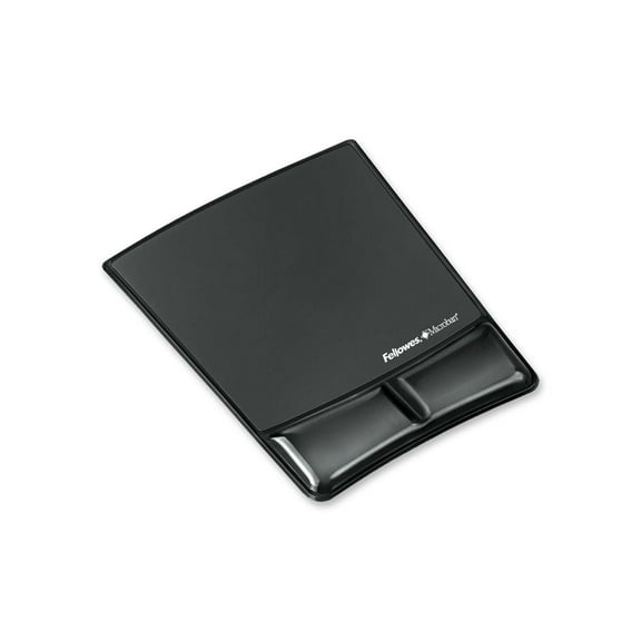 Fellowes Mfg Co. 9182301 8.25 in. x 9.87 in. Gel Wrist Support with Attached Mouse Pad - Black