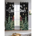 thumbnail image 2 of Black Christmas Sheer Curtains 84 Inch Length 2 Panels Set for Living Room/Bedroom, Snowflake Xmas Christmas Tree Kitchen Curtains Grommet Semi-Sheer Curtains Drapes Voile Window Treatments 42"x84"x2, 2 of 7