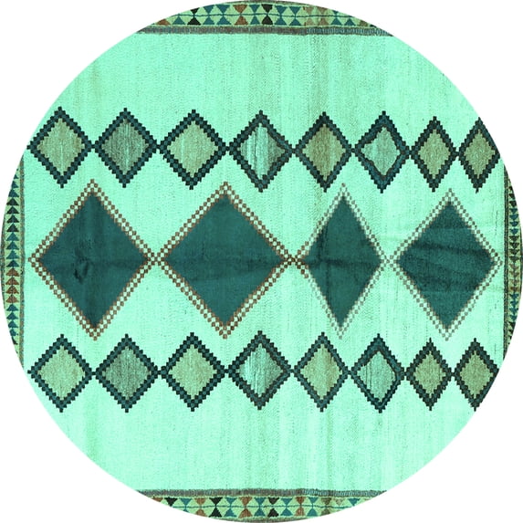 Ahgly Company Indoor Round Southwestern Turquoise Blue Country Area Rugs, 5' Round