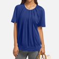 thumbnail image 2 of T-shirts Décontractés à Manches Courtes pour Femmes, Tuniques Basiques pour Femmes, Hauts à Encolure Dégagée, T-Shirts Tendance pour Femmes, T-Shirt d'Été Ample pour Dames, Tunique à Manches Longues Ajustée, Blouse, 2 of 6