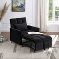 thumbnail image 2 of Onbeam Sleeper Chair Bed Convertible Sofa Bed with Teddy Fabric for Living Room Bedroom-Black, 2 of 5