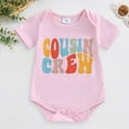 thumbnail image 2 of mgoYE Baby Boy Outfits 0-3 Months Newborn Baby Girl Boy Romper Short Sleeve Cousin Crew Shirt Crewneck Bodysuit Colorful Print Casual Summer Clothes(Pink,3-6 Months), 2 of 7