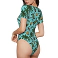 thumbnail image 4 of Uemuo Pineapple Sea Turtle Pattern Women's One Piece Short Sleeve Swimsuit Rash Guard Surfing Modest Quick-drying Swimsuit Beach Essentials-Small, 4 of 9