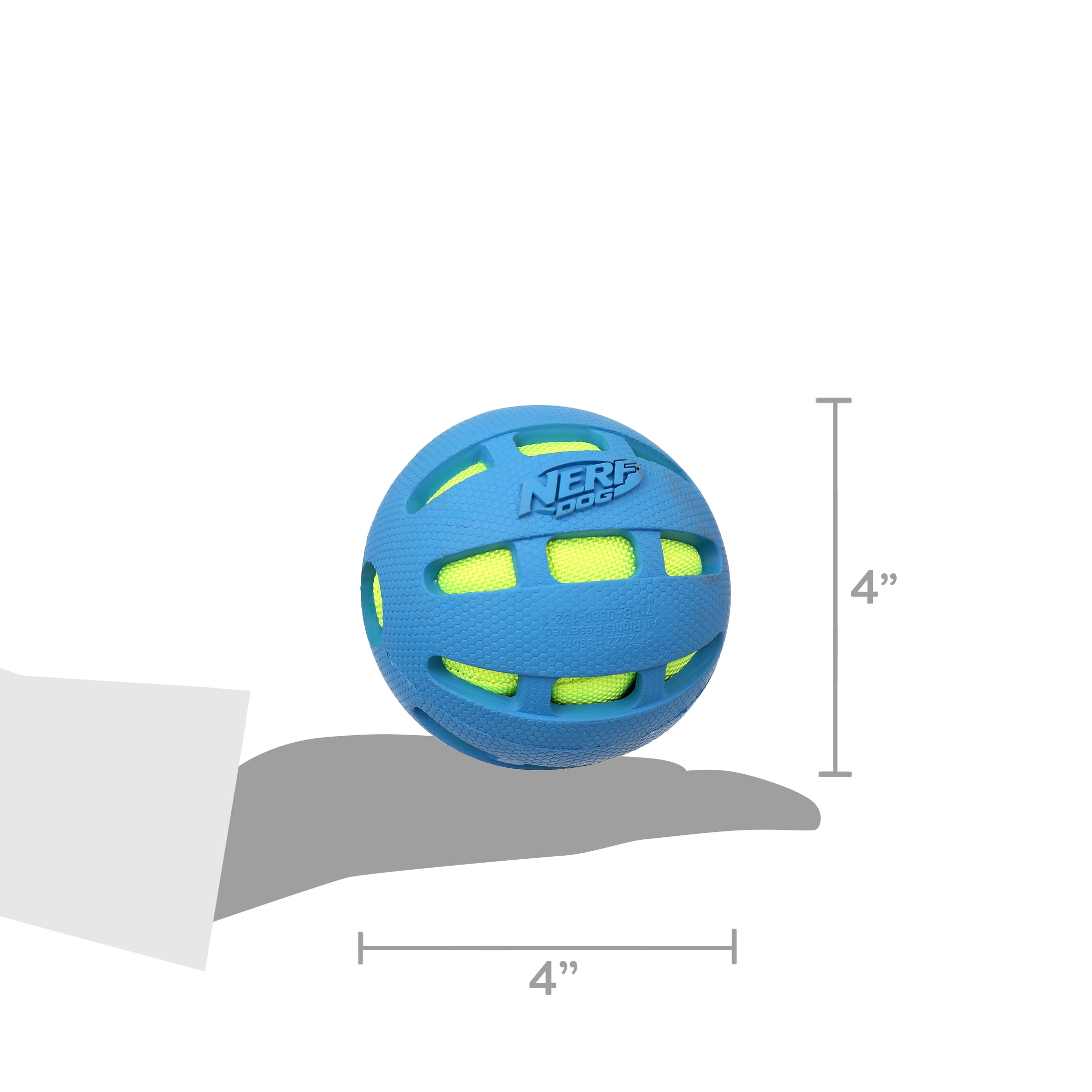(2 pack) Nerf Dog Checkered Crunch Ball Toy for Pets - Blue & Green, 3.8 Inch