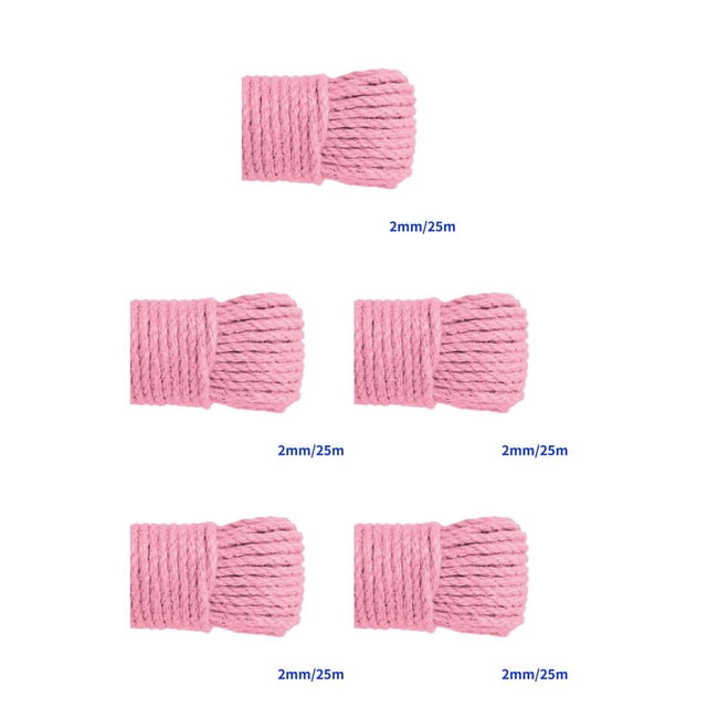 Langgg Color Hemp Rope Roll Making Tool 100 Cotton rope colorful twine macrame cord string thread Handmade String accessory DIY cord Pink 2mm x 25m 5Set