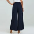 thumbnail image 6 of Lenpel Palazzo Pants for Women Elastic High Waisted Pull on Wide Leg Lounge Pants Baggy Casual Trousers with Pockets(Navy,X-Large), 6 of 7